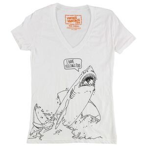 Vintage Vantage Womens I Have Feelings Too Graphic T-Shirt, White, NWT